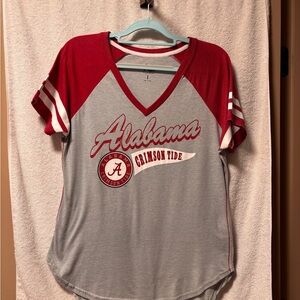 Alabama Crimson Tide Women's V-Neck Top - Red and Gray